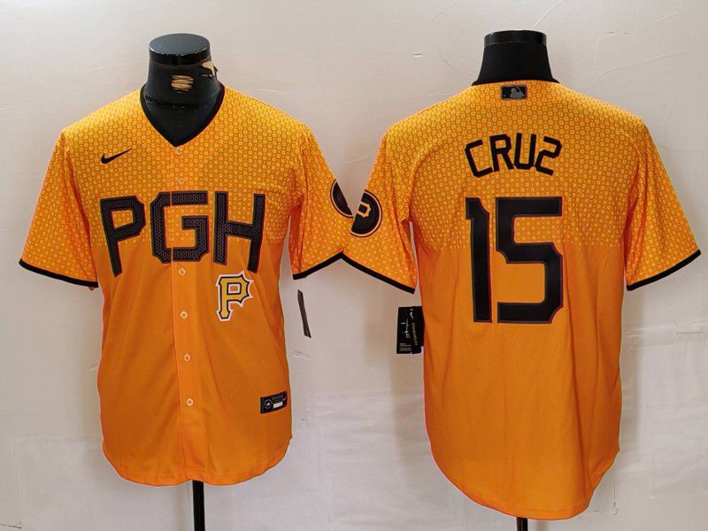 Men Pittsburgh Pirates #15 Cruz Yellow City Edition 2024 Nike MLB Jersey style 4->pittsburgh pirates->MLB Jersey
